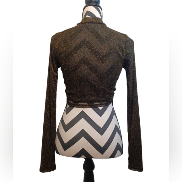 Revolve Lovers and Friends Riya in Black & Gold Sheer Sparkly Sz Small Top - Picture 4 of 11